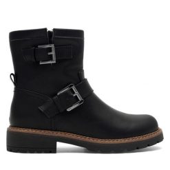 Botki Clara Barson. Czarne botki damskie Clara Barson, bez obcasa, na płaskiej podeszwie, bez zapięcia. Za 169.99 zł.
