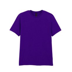 Bawełniana Koszulka Unisex Dla Dorosłych W Miękkim Stylu. Fioletowe bluzki damskie Gildan, xl, bez wzorów, z bawełny, sportowe, bez kołnierzyka, bez ramiączek. Za 48.99 zł.