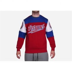 Bluza sportowa męska Mitchell & Ness Detroit Pistons. Czerwone bluzy bez kaptura męskie Mitchell & Ness, bez wzorów, sportowe, bez kołnierzyka, bez ramiączek. Za 525.00 zł.