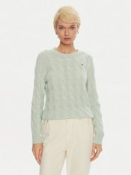 Tommy Hilfiger Sweter WW0WW43586 Zielony Regular Fit. Zielone swetry klasyczne damskie Tommy Hilfiger, l, z wełny, bez kołnierzyka. Za 359.99 zł.