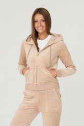 JUICY COUTURE Beżowa bluza Robertson. Brązowe bluzy z kapturem damskie Juicy Couture, s, z weluru. W wyprzedaży za 403.99 zł.