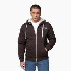 Bluza męska Pitbull Ruffin Detroit Hooded Zip. Brązowe bluzy z kapturem męskie PITBULL, l, z bawełny. Za 269.99 zł.