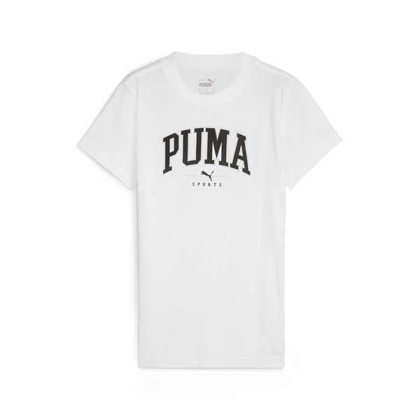 Damska koszulka z nadrukiem PUMA SQUAD PUMA White. Białe bluzki sportowe damskie Puma, xs, bez wzorów, bez ramiączek. Za 67.99 zł.