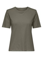 ONLY Koszulka w kolorze khaki rozmiar: S. Brązowe bluzki damskie Only, s, bez wzorów, z bawełny, bez kołnierzyka. Za 48.73 zł.