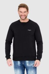 BALMAIN Czarna bluza męska z małym aksamitnym logo. Czarne bluzy bez kaptura męskie Balmain, l. W wyprzedaży za 1,999.99 zł.