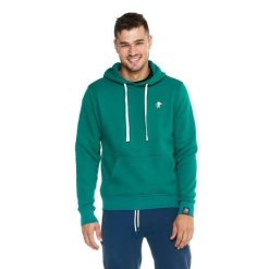 Męska bluza z kapturem Leone, miękka basic. Zielone bluzy sportowe męskie LEONE 1947 APPAREL, bez wzorów, z tkaniny, sportowe, bez kołnierzyka, bez ramiączek. W wyprzedaży za 182.75 zł.