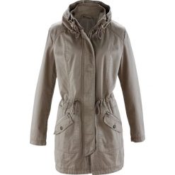 Kurtka parka bawełniana ze stójką i zaznaczoną talią. Niebieskie parki damskie bonprix, bez wzorów, z bawełny. Za 229.99 zł.