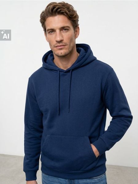 Bluza z kapturem basic - granatowy. Niebieskie bluzy z kapturem męskie Sinsay, l. Za 39.99 zł.