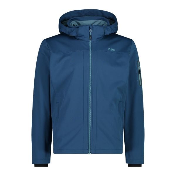 Kurtka turystyczna z kapturem CMP. Niebieskie kurtki męskie CMP, l, bez wzorów, z softshellu, sportowe, z kapturem. Za 389.30 zł.