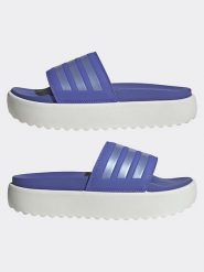 Adidas Klapki w kolorze fioletowo-białym rozmiar: 42. Różowe klapki damskie Adidas, bez wzorów, bez obcasa. Za 166.88 zł.
