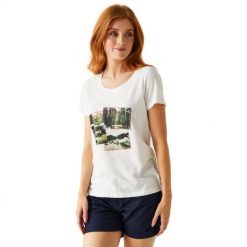 Koszulka damska Regatta Filandra VIII. Białe t-shirty damskie Regatta, m, z aplikacjami, z bawełny, bez kołnierzyka. Za 52.15 zł.