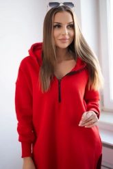 Bluza ocieplana z rozcięciami na bokach czerwona. Czerwone bluzy z kapturem damskie KESI, l, z bawełny. Za 284.37 zł.