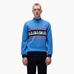 Sweter męski Napapijri D-Sardona. Niebieskie swetry męskie Napapijri, m, bez wzorów, bez kołnierzyka. Za 559.99 zł.