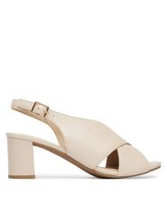 Caprice Sandały 9-28309-46 Kremowy. Białe sandały damskie Caprice, bez wzorów, ze skóry, bez obcasa, na słupku. Za 228.99 zł.