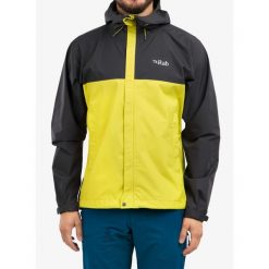Kurtka przeciwdeszczowa męska Rab Downpour Eco Jacket. Żółte kurtki męskie RAB, m, bez wzorów, bez kaptura. Za 549.99 zł.