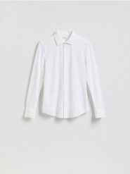 Koszula super slim fit - biały. Białe koszule męskie Reserved, l, bez wzorów, z dzianiny, bez kołnierzyka, bez ramiączek. Za 119.99 zł.