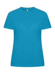 Clique Basic-T Women Dopasowany T-shirt z bawełny turkusowy. Niebieskie t-shirty damskie CLIQUE, xl, bez wzorów, z bawełny, bez kołnierzyka. Za 97.35 zł.