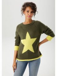 Aniston Sweter w kolorze ciemnozielonym rozmiar: 36. Zielone swetry klasyczne damskie Aniston, bez kołnierzyka. Za 65.38 zł.