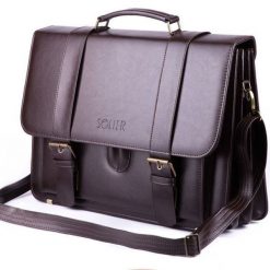 Torba teczka męska SOLIER S28 Preston brązowa. Brązowe torby męskie na ramię Solier, bez wzorów, z jeansu, do ręki. Za 239.99 zł.