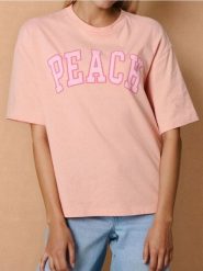 Bawełniana koszulka z napisem - pomarańczowy. Brązowe t-shirty damskie Sinsay, l, bez wzorów, z bawełny, bez kołnierzyka. Za 29.99 zł.