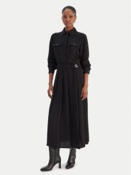 Liu Jo Sukienka koszulowa MF5145 T4241 Czarny Regular Fit. Czarne sukienki damskie Liu Jo, bez wzorów, z syntetyku, bez kołnierzyka, bez ramiączek, koszulowe. Za 699.99 zł.