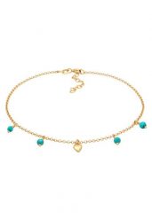 Elli Damska bransoletka no kostkę Boho Turquoise z holwitem w pozłacanym srebrze 925 Sterling Silver Bransoletki na nogę 1 ct Damski. Szare bransoletki damskie Elli, pozłacane. Za 328.99 zł.