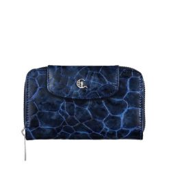 Damski portfel skórzany Canaletto – granatowy lakierowany z RFID | Elegancja i bezpieczeństwo PD1445s286 RFID. Niebieskie portfele damskie bez wzorów, z lakierowanej skóry. Za 180.50 zł.