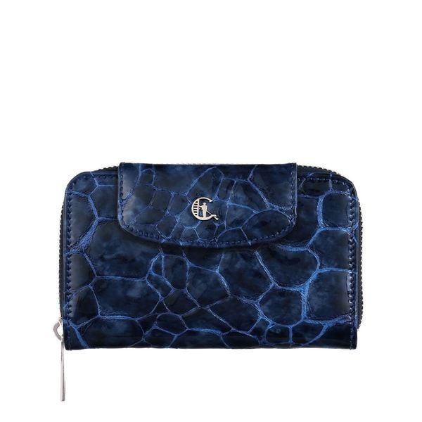 Damski portfel skórzany Canaletto – granatowy lakierowany z RFID | Elegancja i bezpieczeństwo PD1445s286 RFID. Niebieskie portfele damskie bez wzorów, z lakierowanej skóry. Za 180.50 zł.