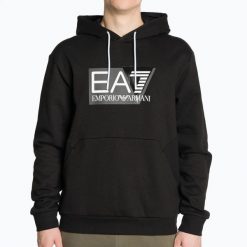 Bluza męska EA7 Emporio Armani Train Visibility Hoodie. Czarne bluzy z kapturem męskie EA7 Emporio Armani, m, z bawełny. Za 369.99 zł.
