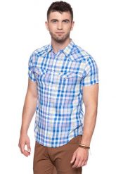 KOSZULA MĘSKA KRÓTKI RĘKAW WRANGLER SS WESTERN SHIRT TURKISH SEA W5A246D86 112130000. Niebieskie koszule męskie Wrangler, m, bez wzorów, bez kołnierzyka, bez ramiączek. W wyprzedaży za 69.99 zł.