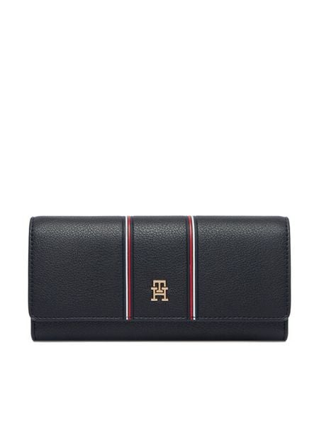 Tommy Hilfiger Portfel Th Icon Lrg Flap Wallet Corp AW0AW18656 Granatowy. Niebieskie portfele damskie Tommy Hilfiger, bez wzorów, ze skóry. Za 329.99 zł.