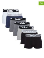 DKNY Bokserki (7 par) w kolorze czarno-jasnoszaro-granatowym rozmiar: M. Czarne bokserki męskie DKNY, bez wzorów. Za 183.59 zł.