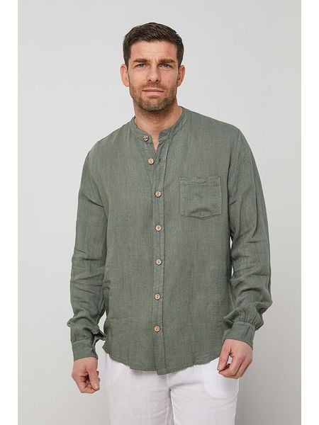 Rodier Lin Lniana koszula w kolorze khaki rozmiar: XL/XXL. Brązowe koszule męskie Rodier Lin, xl, bez wzorów, ze lnu, bez kołnierzyka, bez ramiączek. Za 148.61 zł.