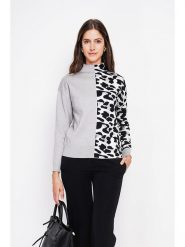 ASSUILI Sweter w kolorze szaro-czarno-białym rozmiar: 42. Białe golfy damskie Assuili, bez wzorów, bez ramiączek. Za 113.99 zł.