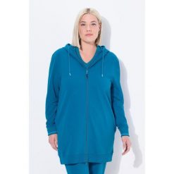 Damskie Bluza dresowa ozdobna lamówka oversize kaptur. Niebieskie bluzy z kapturem damskie Ulla Popken, plus size, z bawełny. Za 239.99 zł.