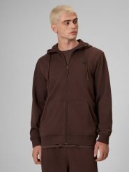 4F Bluza dresowa regular z kapturem męska - brązowa S. Brązowe bluzy z kapturem męskie 4f, m, z dresówki. Za 169.99 zł.