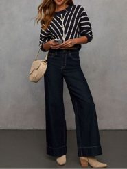 Milan Kiss Sweter w kolorze granatowo-kremowym rozmiar: XL. Niebieskie swetry klasyczne damskie Milan Kiss, xl, bez kołnierzyka. Za 152.99 zł.