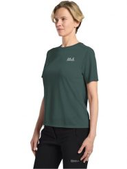 Jack Wolfskin Koszulka funkcyjna w kolorze zielonym rozmiar: M. Zielone bluzki sportowe damskie Jack Wolfskin, m, z materiału, bez kołnierzyka, bez ramiączek. Za 138.70 zł.