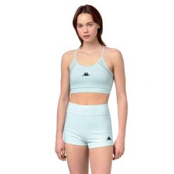Biustonosz dla kobiet Kappa Ined Pro. Niebieskie biustonosze sportowe damskie Kappa, bez wzorów, z materiału. Za 239.50 zł.
