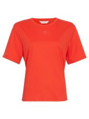 MOSS COPENHAGEN Koszulka w kolorze czerwonym rozmiar: XS/S. Czerwone bluzki damskie MOSS COPENHAGEN, s, bez wzorów, z bawełny, bez kołnierzyka, bez ramiączek. Za 87.81 zł.