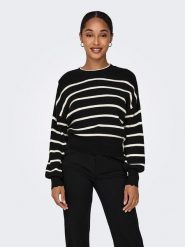 ONLY Sweter w kolorze kremowo-czarnym rozmiar: XL. Czarne swetry klasyczne damskie Only, xl, bez kołnierzyka. Za 83.42 zł.