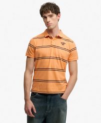 Superdry Koszulka Polo Vintage w Paski z Jerseyu – Orange Stripe. Brązowe koszulki polo męskie Superdry., s, bez wzorów, z bawełny, bez ramiączek. Za 215.65 zł.