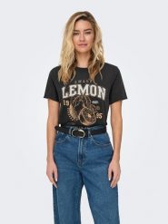 ONLY Koszulka w kolorze antracytowym rozmiar: XL. Czarne bluzki damskie Only, xl, bez wzorów, z bawełny, bez kołnierzyka, bez ramiączek. Za 43.99 zł.