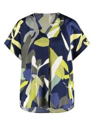 Gerry Weber Bluzka w kolorze granatowo-zielonym rozmiar: 42. Niebieskie bluzki damskie Gerry Weber, s, bez wzorów, z wiskozy, klasyczne, bez kołnierzyka, bez ramiączek. Za 104.64 zł.