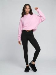 Bluza hoodie z bawełną - różowy. Czerwone bluzy bez kaptura damskie Sinsay, l, z bawełny. Za 39.99 zł.