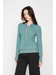 C& Jo Sweter w kolorze jasnobrązowo-turkusowym rozmiar: 40. Brązowe swetry klasyczne damskie C& Jo, z kaszmiru, bez kołnierzyka. Za 135.17 zł.