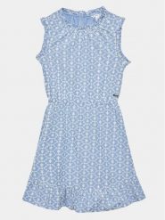 Guess Sukienka jeansowa J3GK32 WF6Q0 Niebieski Regular Fit. Niebieskie sukienki dziewczęce Guess, z aplikacjami, z jeansu, bez ramiączek. Za 299.99 zł.