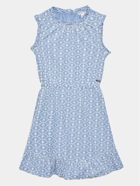 Guess Sukienka jeansowa J3GK32 WF6Q0 Niebieski Regular Fit. Niebieskie sukienki dziewczęce Guess, z aplikacjami, z jeansu, bez ramiączek. Za 299.99 zł.