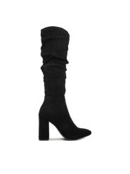 DeeZee Kozaki SQ856-2-BLACK SU Czarny. Czarne kozaki damskie DeeZee, z materiału, bez obcasa, na słupku. Za 229.99 zł.