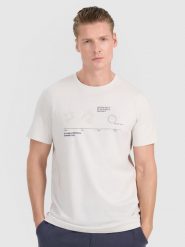 4F T-shirt regular z nadrukiem męski - szary XXL. Szare t-shirty męskie 4f, m, bez wzorów, z bawełny, bez kołnierzyka. Za 59.99 zł.